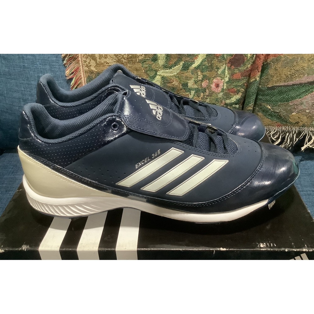 Adidas Excel 365 Dark Blue & White Metal Low Baseball Softball Cleats Men's NEW